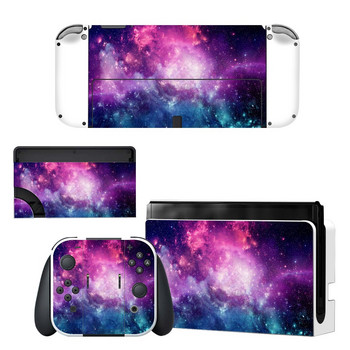 Цяло тяло Защитно покритие Skin Decal Съвместим Nintendo Switch Oled Game Console Controller Decor 1set Starry Colorful Sticker