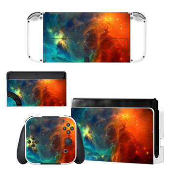 Цяло тяло Защитно покритие Skin Decal Съвместим Nintendo Switch Oled Game Console Controller Decor 1set Starry Colorful Sticker