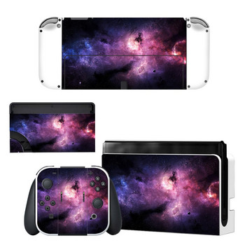 Цяло тяло Защитно покритие Skin Decal Съвместим Nintendo Switch Oled Game Console Controller Decor 1set Starry Colorful Sticker