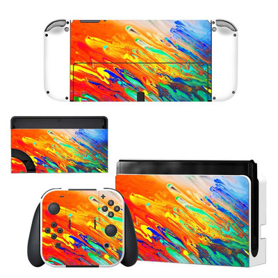 Zaštitna navlaka za cijelo tijelo Naljepnica za kožu kompatibilna s Nintendo Switchom Oled Dekor kontrolera igraće konzole 1 set zvjezdanih šarenih naljepnica