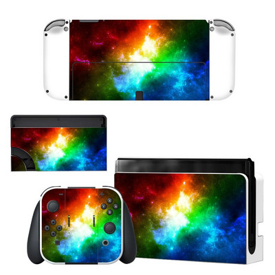 Zaštitna navlaka za cijelo tijelo Naljepnica za kožu kompatibilna s Nintendo Switchom Oled Dekor kontrolera igraće konzole 1 set zvjezdanih šarenih naljepnica