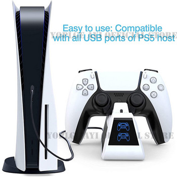 Το νεότερο PS5 Fast Charging Dock Station LED Ένδειξη διπλού ελεγκτή βάση φόρτισης USB Type-C για Playstation 5 DualSense Gamepad