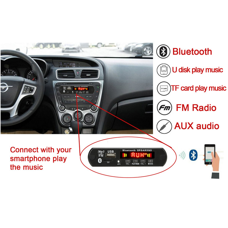 6W pojačalo 5V 12V Automobilski MP3 player Bluetooth Mp3 dekoder ploča Čitač kartica Mp3 Bluetooth modul Audio dodaci USB /TF/ FM