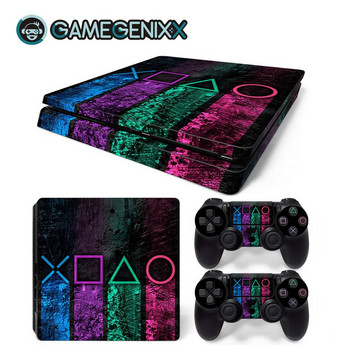 GAMEGENIXX Skin Sticker Geometry Design Προστατευτικό κάλυμμα περιτυλίγματος βινυλίου για κονσόλα PS4 Slim και 2 χειριστήρια