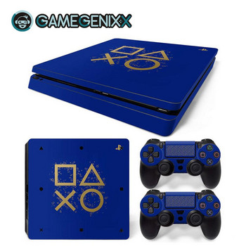 GAMEGENIXX Skin Sticker Геометричен дизайн Защитен винилов капак за тънка конзола PS4 и 2 контролера