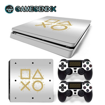 GAMEGENIXX Skin Sticker Геометричен дизайн Защитен винилов капак за тънка конзола PS4 и 2 контролера