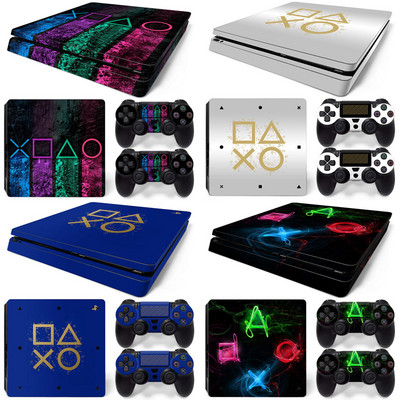 GAMEGENIXX odos lipduko geometrijos dizaino apsauginis vinilo dangtelis, skirtas PS4 plonai konsolei ir 2 valdikliams