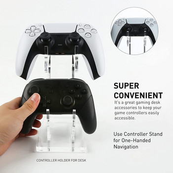 Стойка за двоен контролер за PS5 PS4 Xbox One Nintendo Switch Универсален държач за настолен контролер Аксесоари за игри (прозрачен)