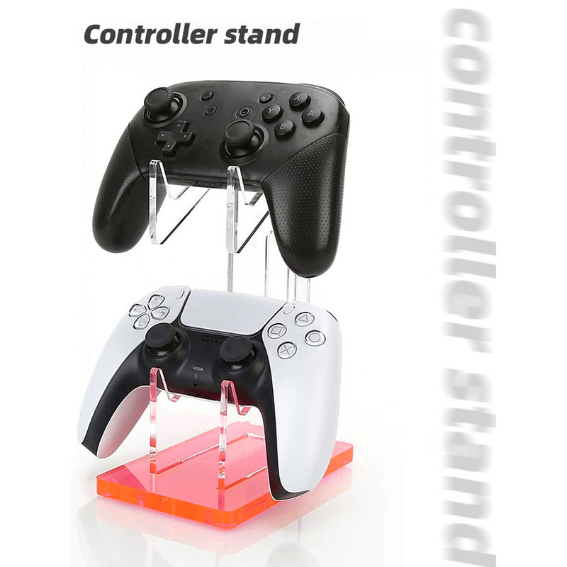 Divu kontrolieru statīvs PS5 PS4 Xbox One Nintendo Switch universālajam galda kontrollera turētājam spēļu piederumiem (caurspīdīgs)