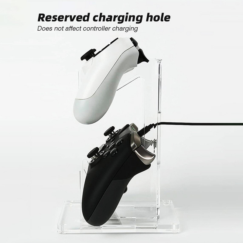 Divu kontrolieru statīvs PS5 PS4 Xbox One Nintendo Switch universālajam galda kontrollera turētājam spēļu piederumiem (caurspīdīgs)
