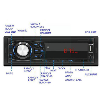 Цифров FM музикален плейър Радио за кола Мултимедия Bluetooth Автомобилен AUX-IN MP3 плейър Зареждане FM 2 USB TF Авто стерео аудио на едро