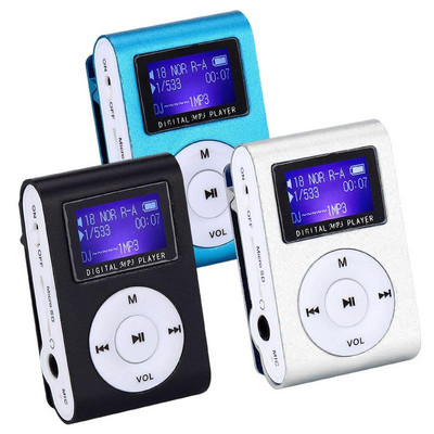 Mini MP3 zenelejátszó Hordozható fém klips MP3 lejátszó LCD képernyő támogatással 32 GB MicroSD TF kártyanyílás digitális MP3 zenelejátszó