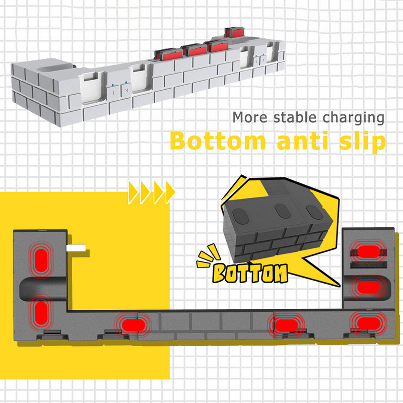 4 portos töltőállvány bölcső Nintendo Switch/NS játékvezérlőhöz, töltő dokkoló játéktartozékok 8 játéknyílással