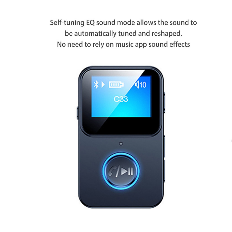 2022 Bluetooth 5.0 audio vevő adapter Bluetooth MP3 lejátszó képernyővel Támogatja a TF Card Bluetooth adaptert