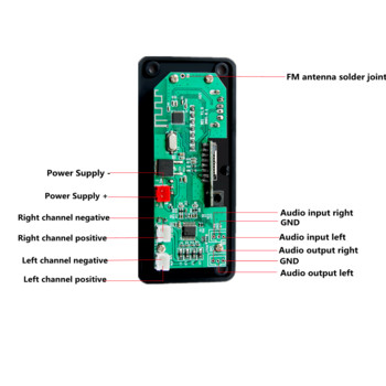 Placa amplificadora 50W плейър декодер платка 5V-18V Bluetooth-съвместим 5.0 кола FM радио модул TF USB AUX WMA плейър декодиране