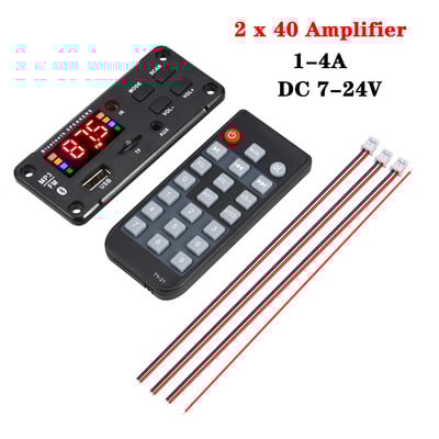 DC 7-24V 80W võimendi MP3 dekoodri tahvel helitugevuse reguleerimine Bluetooth 5.0 2*40W MP3 WMA WAV mängija USB moodul FM AUX raadio salvestamine