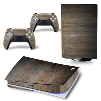 GAMEGENIXX PS5 Standard Disc Skin Sticker Wood Grain Свалящ се капак PVC Vinyl за PS5 конзола и 2 контролера