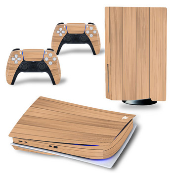 GAMEGENIXX PS5 Standard Disc Skin Sticker Wood Grain Свалящ се капак PVC Vinyl за PS5 конзола и 2 контролера