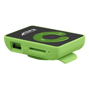 3X Mini Mirror Clip USB Цифров Mp3 музикален плейър Поддържа 8GB SD TF карта Зелен