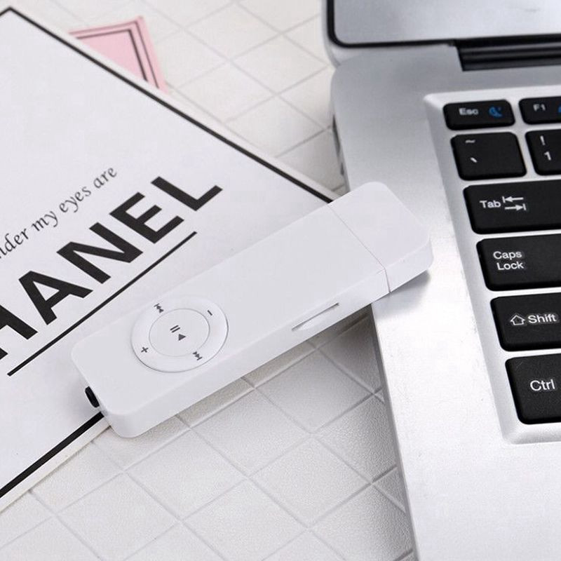 HFES 2X nešiojamasis USB Sport U Disk Mini Mp3 muzikos grotuvas, palaikymas 32 GB TF kortelė (juoda ir balta)