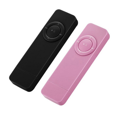 2Pcs prijenosni USB Sport U disk Mini Mp3 glazbeni player podrška 32GB TF kartica (crna i ružičasta)