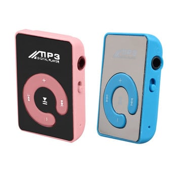 2 τμχ Mini Mirror Clip USB Digital Mp3 Music Player Υποστήριξη κάρτας SD TF 8GB , ροζ & μπλε