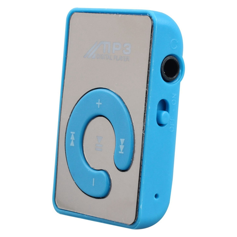 2X Mini Mirror Clip USB Digital Mp3 Music Player Suport 8GB SD TF Card Albastru și Verde