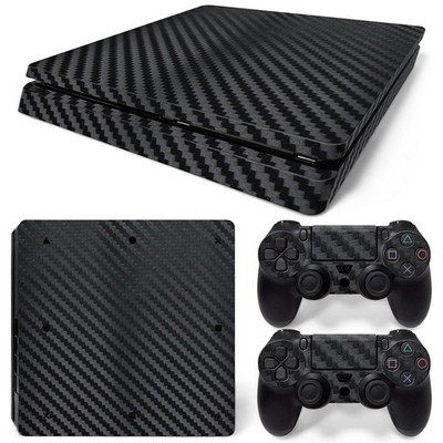 PS4 Slim Skin Zelts Melns Rozā Sarkans Balts Oglekļa šķiedras Āda Augstas kvalitātes dekoratīvās uzlīmes uzlīmes vāciņš PS4 Slim konsolei