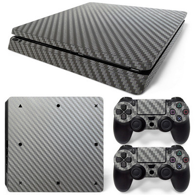 PS4 Slim Skin Zelts Melns Rozā Sarkans Balts Oglekļa šķiedras Āda Augstas kvalitātes dekoratīvās uzlīmes uzlīmes vāciņš PS4 Slim konsolei