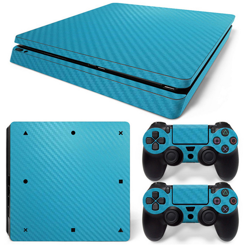 PS4 Slim Skin Zelts Melns Rozā Sarkans Balts Oglekļa šķiedras Āda Augstas kvalitātes dekoratīvās uzlīmes uzlīmes vāciņš PS4 Slim konsolei