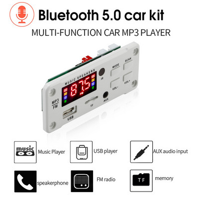 50W 2*25W vezeték nélküli Bluetooth 5.0 12V MP3 WMA dekóder tábla 50W erősítő autós audio USB TF FM rádió modul MP3 lejátszó