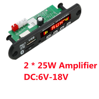 Amplificator 12V 50W Placă de decodor MP3 Bluetooth V5.0 Player MP3 auto Modul de înregistrare USB Radio FM AUX pentru difuzor Mâini libere