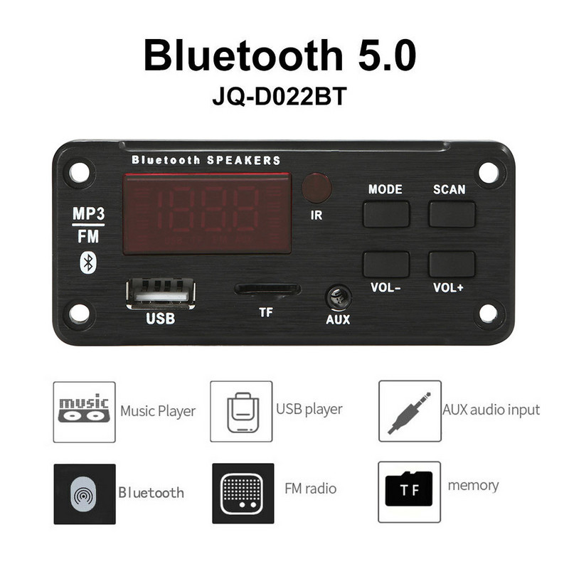 Bluetooth 5 0 modul zvučnika TF kartica USB radio ploča za bežično dekodiranje Daljinski upravljač LCD zaslon MP3 player 5V