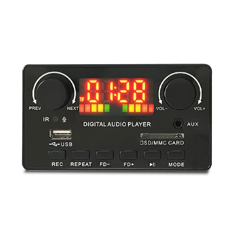 MP3 WMA dekóder tábla Vezeték nélküli Bluetooth 5.0 7V-25V dekóder autós MP3 lejátszó USB felvevő modul FM AUX rádió hangszóróhoz