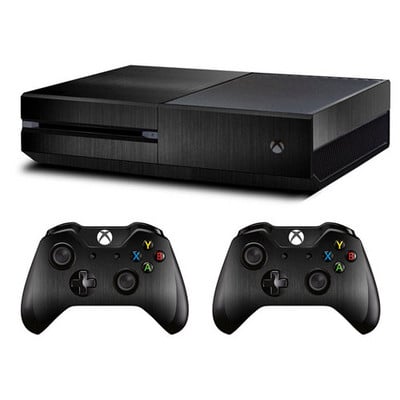 Autocolant cu piele periată din metal pentru consola Microsoft Xbox One și Kinect și 2 controlere pentru autocolant de vinil pentru piele Xbox One