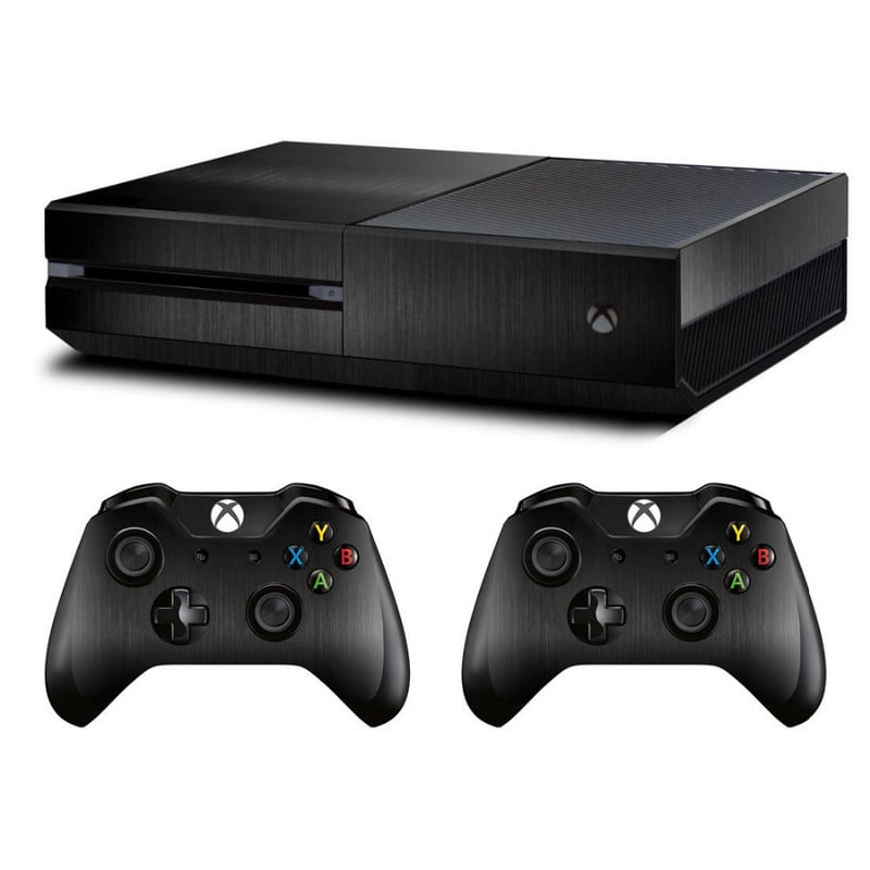 Autocolant cu piele periată din metal pentru consola Microsoft Xbox One și Kinect și 2 controlere pentru autocolant de vinil pentru piele Xbox One