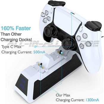 PS5 USB Type-C Fast Charger Stand 2 Charging Dock Station with LED Indicator for Playstation 5 PS 5 DualSense Dual Controller