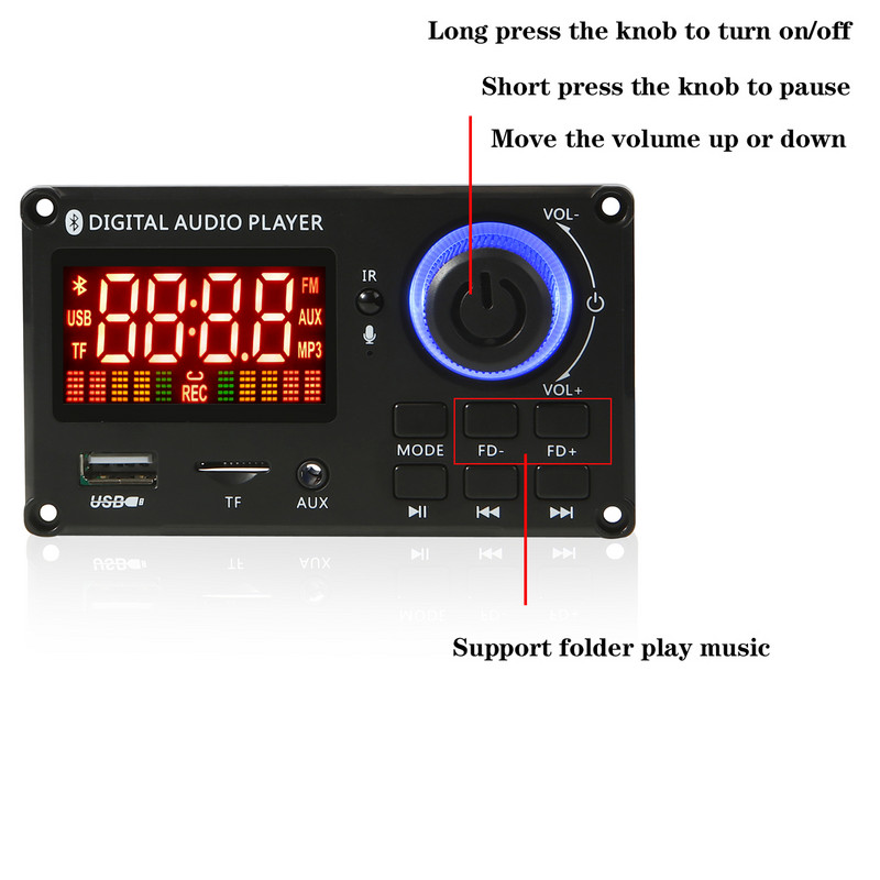 2*50/40W/25W pojačalo MP3 player dekoder ploča 12V Bluetooth 5.0 auto FM radio modul podrška TF USB AUX wav/wma dekoder ploča