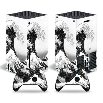 За конзола Xbox Series X и 2 контролера Стикер на кожата Waves Design Подвижен капак PVC Винил