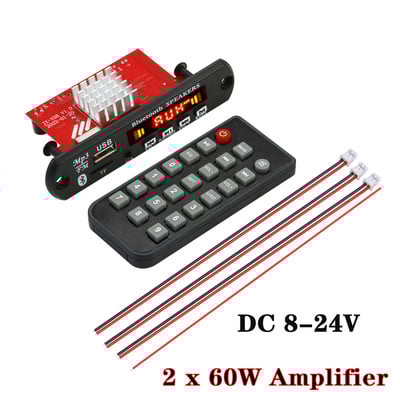 8-24V 2*60W Amplificator Amplificator Bluetooth 5.0 Car MP3 Player Placă de decodor Modul radio FM fără fir TF USB AUX Audio