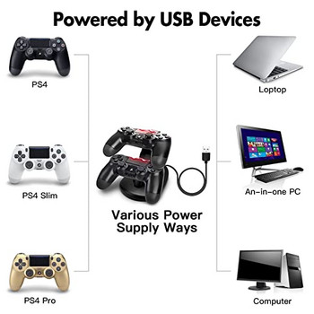 Βάση φόρτισης ελεγκτή για PS4 βάση φόρτισης βάσης για Sony Playstation 4 PS4 / PS4 Pro / PS4 Slim χειριστήριο