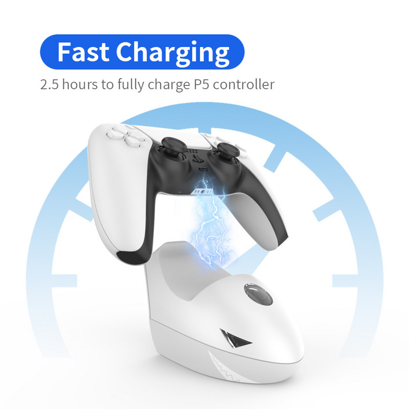 2022 Controller Shark punjač, dock stanica za punjenje za PS5 Dualsense kontrolere s LED indikatorima, brzo punjenje