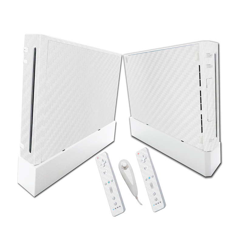 WII vinila ādas uzlīmes pārklājuma aizsargs Wii konsolei un kontrolieriem ādas uzlīmes oglekļa melna matēta balta