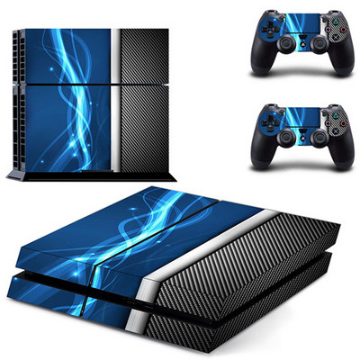 Autocolant autocolant cu piele neagră din metal alb argintiu pur pentru consola Sony PlayStation 4 și 2 controlere PS4 autocolant cu piele grasă din vinil