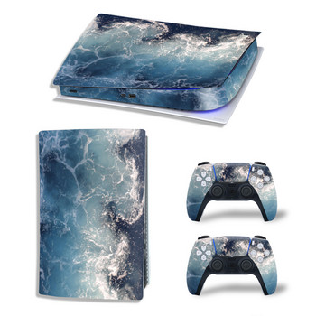 GAMEGENIXX PS5 Digital Edition Skin Sticker Waves Protective Decal Подвижен капак за конзола PS5 и 2 контролера