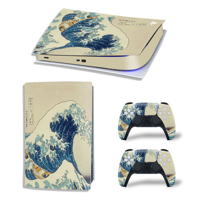 GAMEGENIXX PS5 Digital Edition Skin Sticker Waves Zaštitna naljepnica Uklonjivi poklopac za PS5 konzolu i 2 kontrolera