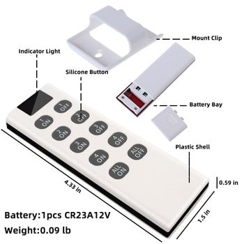 433 Mhz Universal Wireless Remote Control 1527 Learning Code Transmitter Gate Γκαραζόπορτα 10 κουμπιά Ελεγκτής φωτός