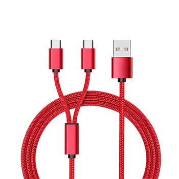 USB 2.0 Type A Male σε Dual Type C USB C Αρσενικό Splitter Y Καλώδιο φόρτισης για Samsung Huawei Xiaomi Oneplus HTC Android Mobil