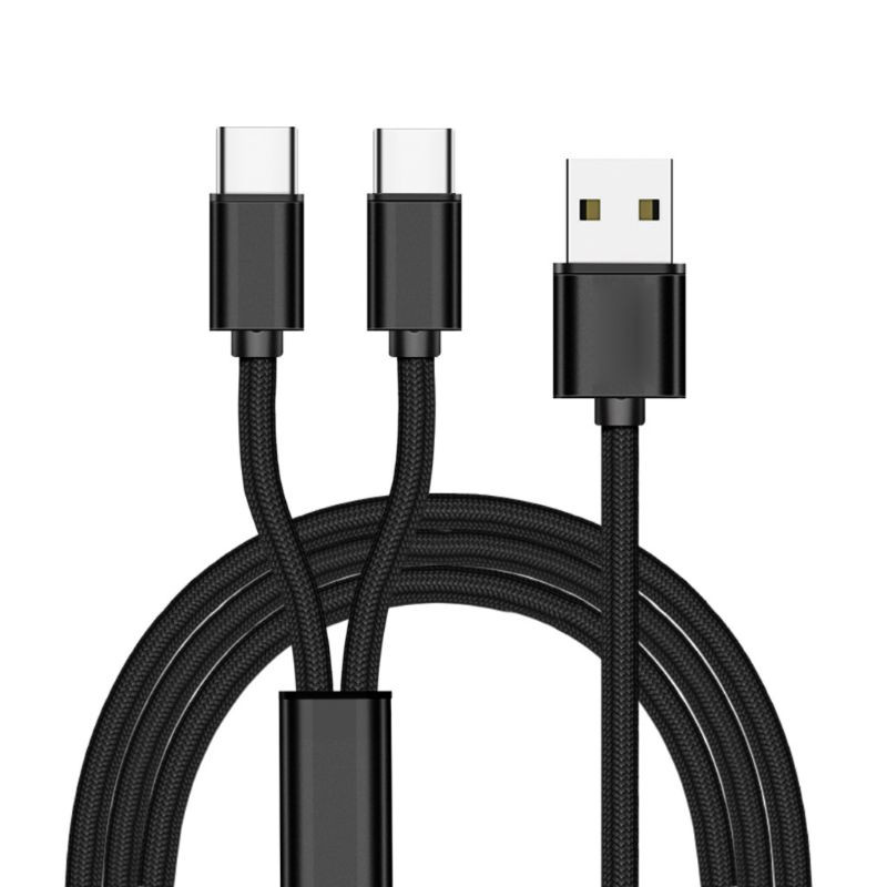A típusú USB 2.0 duál – dupla C típusú USB C dugasz elosztó Y töltőkábel Samsung Huawei Xiaomi Oneplus HTC Android Mobilhoz