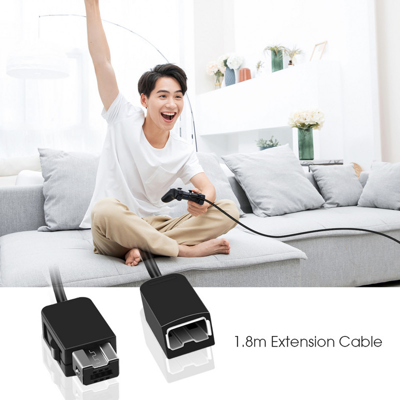 Kebidu 1.8M Cablu de prelungire Gamepad Cablu de prelungire pentru joc pentru controler Nintend SNES Classic Mini pentru NES pentru controler Wii Negru